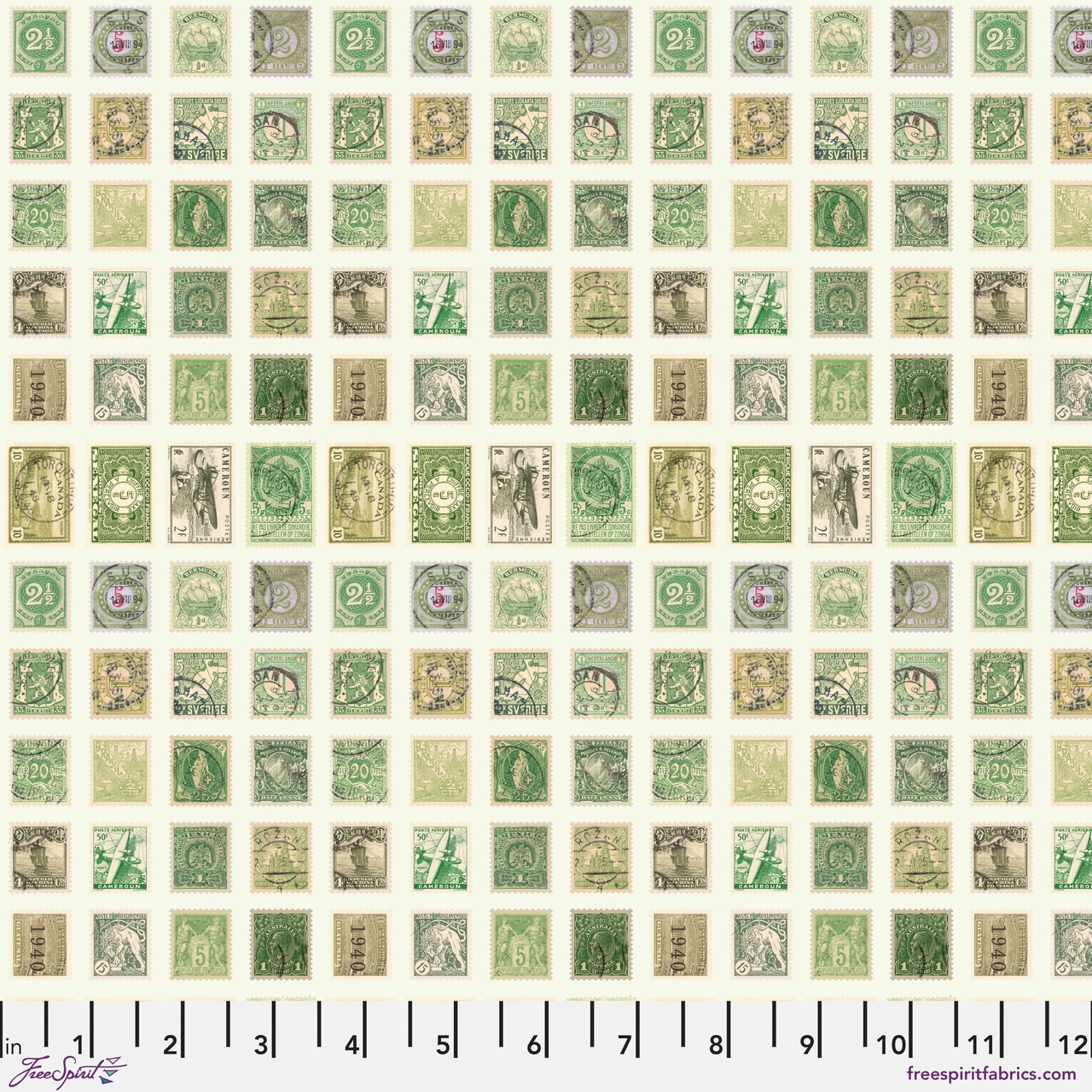 Stamps in Green (pwth261.green) | Eclectic Elements Palette in Green | Tim Holtz | Free Spirit